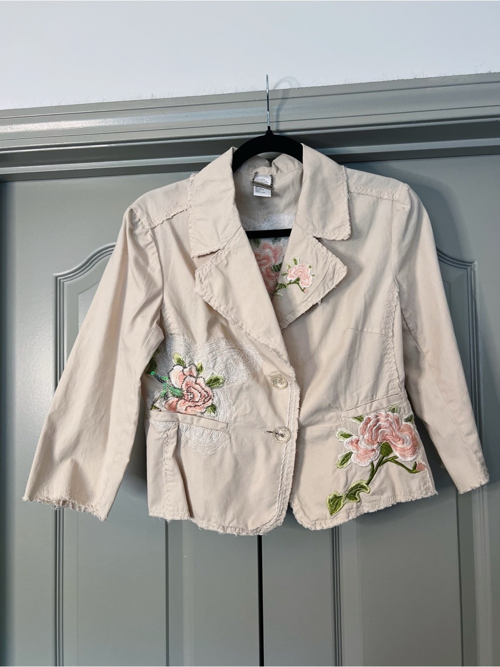 Lulumari Embroidered Floral Jacket | Boho Cottagecore Blazer | Size M
